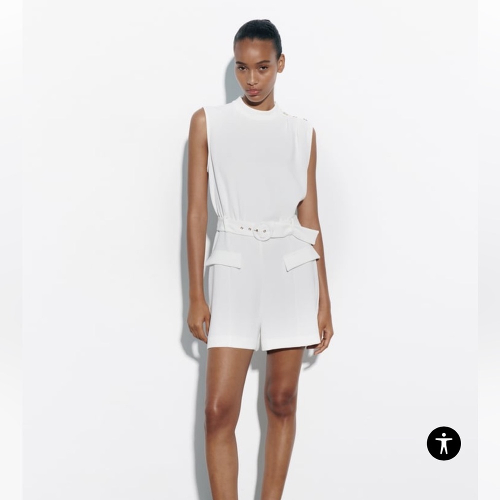 Women Zara BELTED SHORT JUMPSUIT